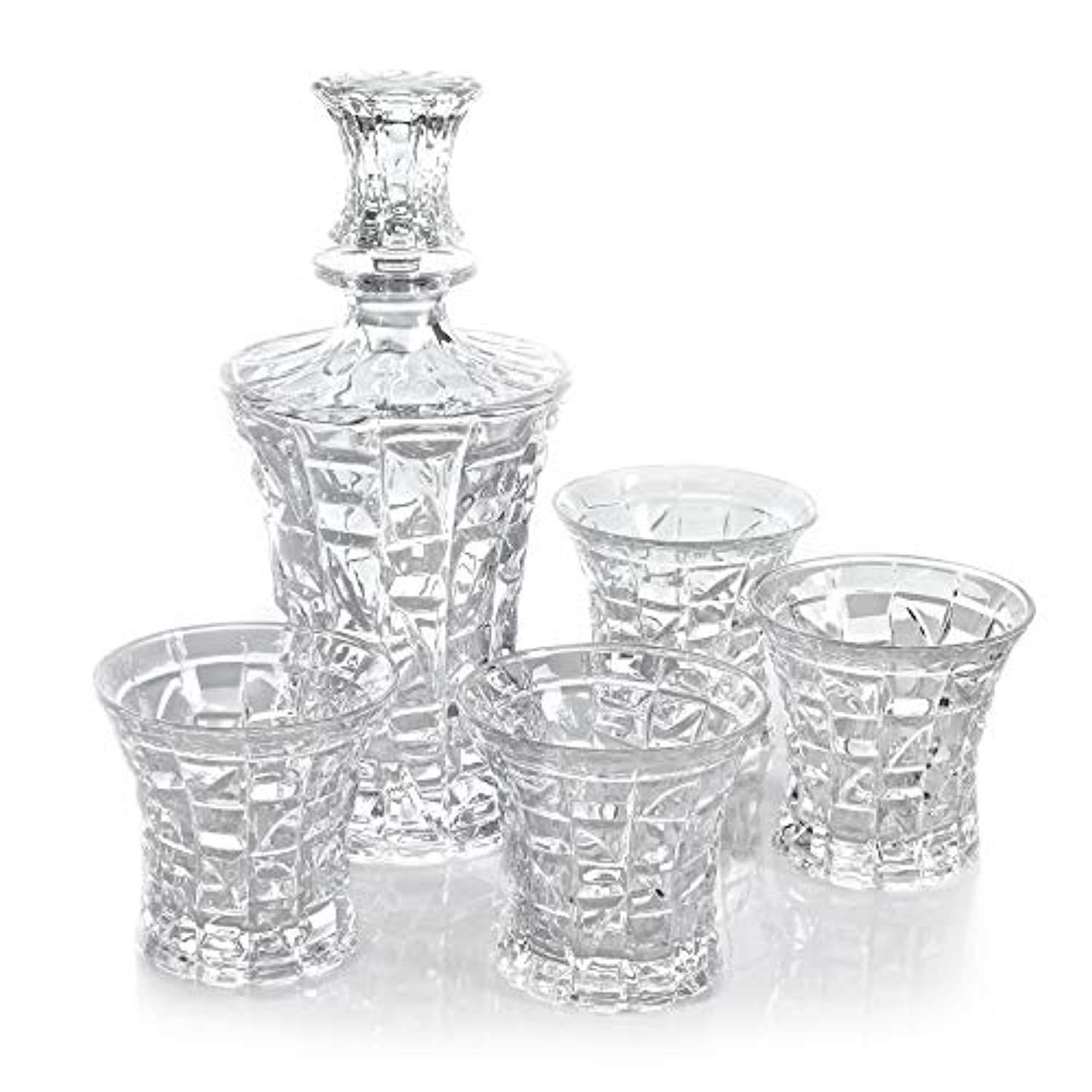 Vilmont Kepp Premium Whiskey Decanter Set, Lead Free Set of 4 Sophisticated Glasses for Whisky, Scotch, Bourbon, Rum in a Gift Box