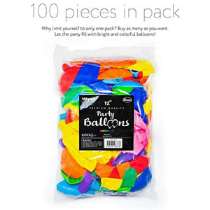 Dusico Party Balloons 12 Inches Rainbow Set (100 Pack), Assorted Colored Party Balloons Bulk, Made With Strong Latex, For Helium Or Air Use. Birthday Balloon Arch Supplies, Decoration Accessory