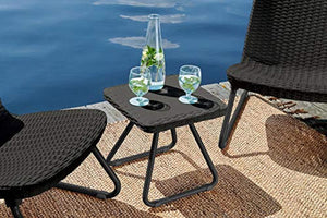 Keter Rio 3 Pc All Weather Outdoor Patio Garden Conversation Chair & Table Set Furniture, Grey