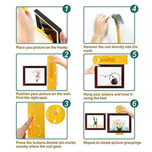 Picture Hanging Tools, Picture Hanger Vertical and Horizontal Levels Frame Hanging Tool, Picture Ruler, Easy Frame Tool for Marking Position and Measuring the Suspension and Horizontal Wall of Roof
