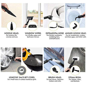 ShamBo Handheld Pressurized 9 in 1 Steam Cleaner, with 9-Piece Accessory Set for Bathroom, Kitchen, Surfaces, Carpet, Car Seats and Floor, Steamer