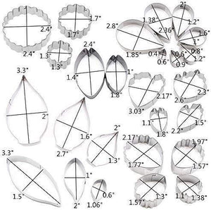 26Pcs Stainless Steel Gum Paste Flower and Leaf Cutter Set Fondant Flower Cookie Cutter Sugarcraft Flower Making Tool for Wedding,Birthday Cake Decorating
