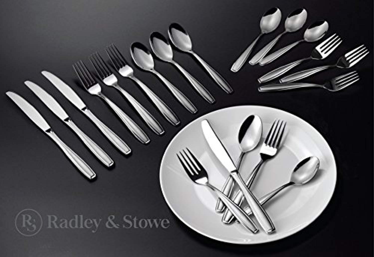 Radley & Stowe 20-Piece Flatware Solid Stainless Steel Silverware Set (Designer Grade with Matte Finish Handle) (8-Set (40-piece))