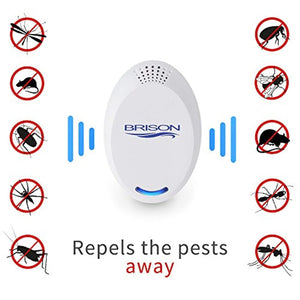 BRISON Ultrasonic Pest Repeller Plug-in Control Electronic Insect Repellent Gets Rid Mosquito Bed Bugs Roach Spiders Fleas Mice Ants Fruit Fl (4-Pack)