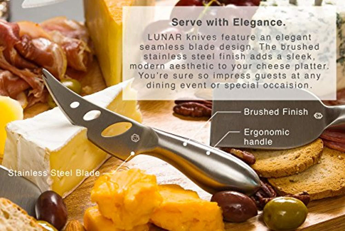 LUNAR Premium 6-Piece Cheese Knife Set - Complete Stainless Steel Chee ...