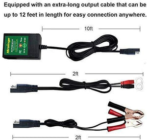 Mroinge MBC016 6V / 12V 1A Fully Automatic trickle Battery Charger/maintainer for Automotive Vehicle Motorcycle Lawn Mower ATV RV powersport Boat, Sealed Deep-Cycle AGM Gel Cell Lead Acid Batteries