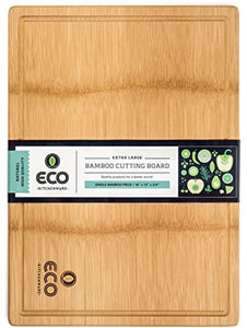 Extra Large Single Piece Surface Bamboo Wood Cutting and Chopping Board 18x13" with Drip Groove by Eco Kitchenware