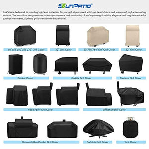 SunPatio BBQ Grill Cover 55 Inch, Outdoor Heavy Duty Waterproof Barbecue Gas Grill Cover, UV and Fade Resistant, All Weather Protection for Weber Char-Broil Nexgrill Grills and More, Black