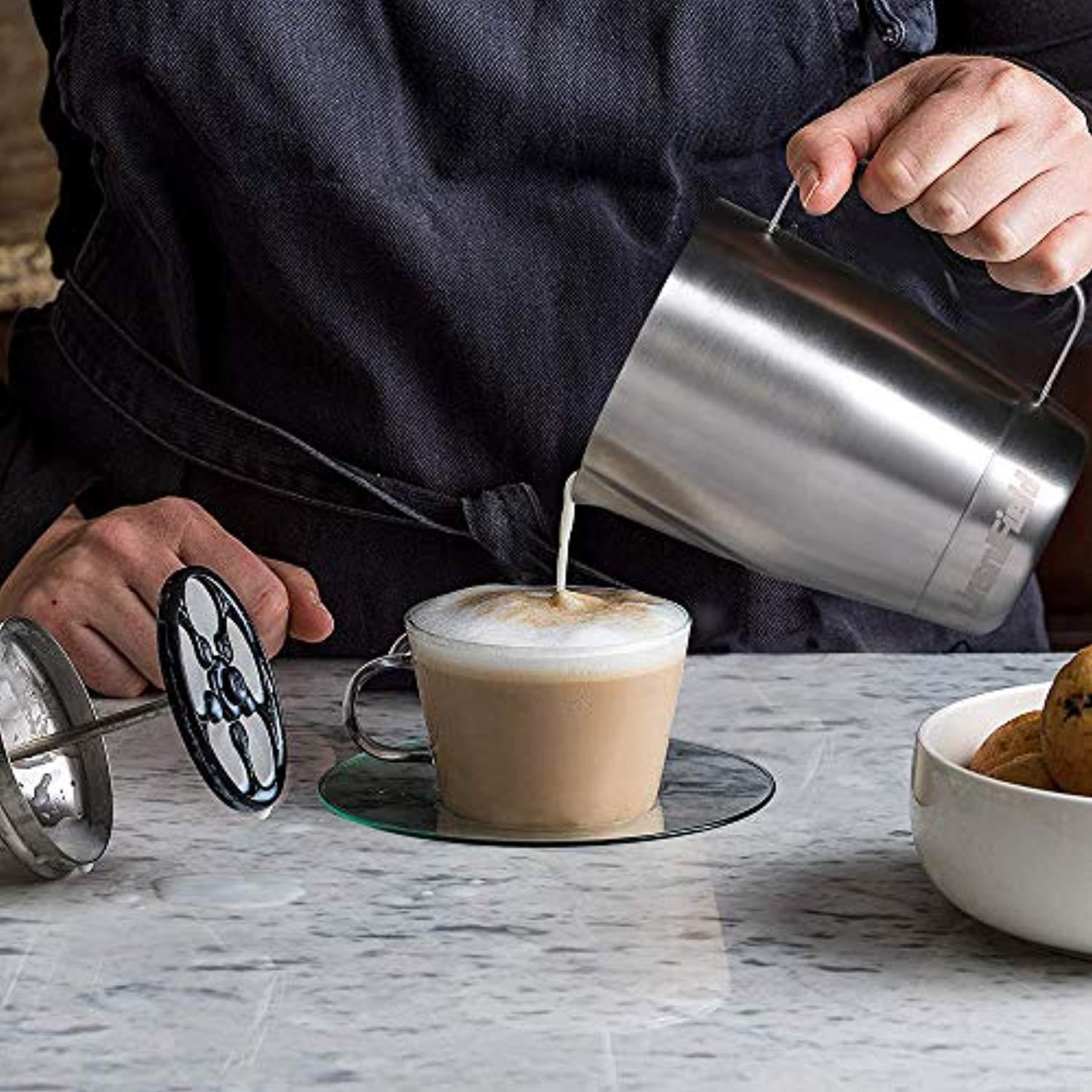 LinsnField 30oz Professional Milk Steaming Pitcher - NSF Approved Heavy Duty 304 Stainless Steel Milk Frothing Pitcher - Perfect Size Milk Jug for Baristas, 1000ml