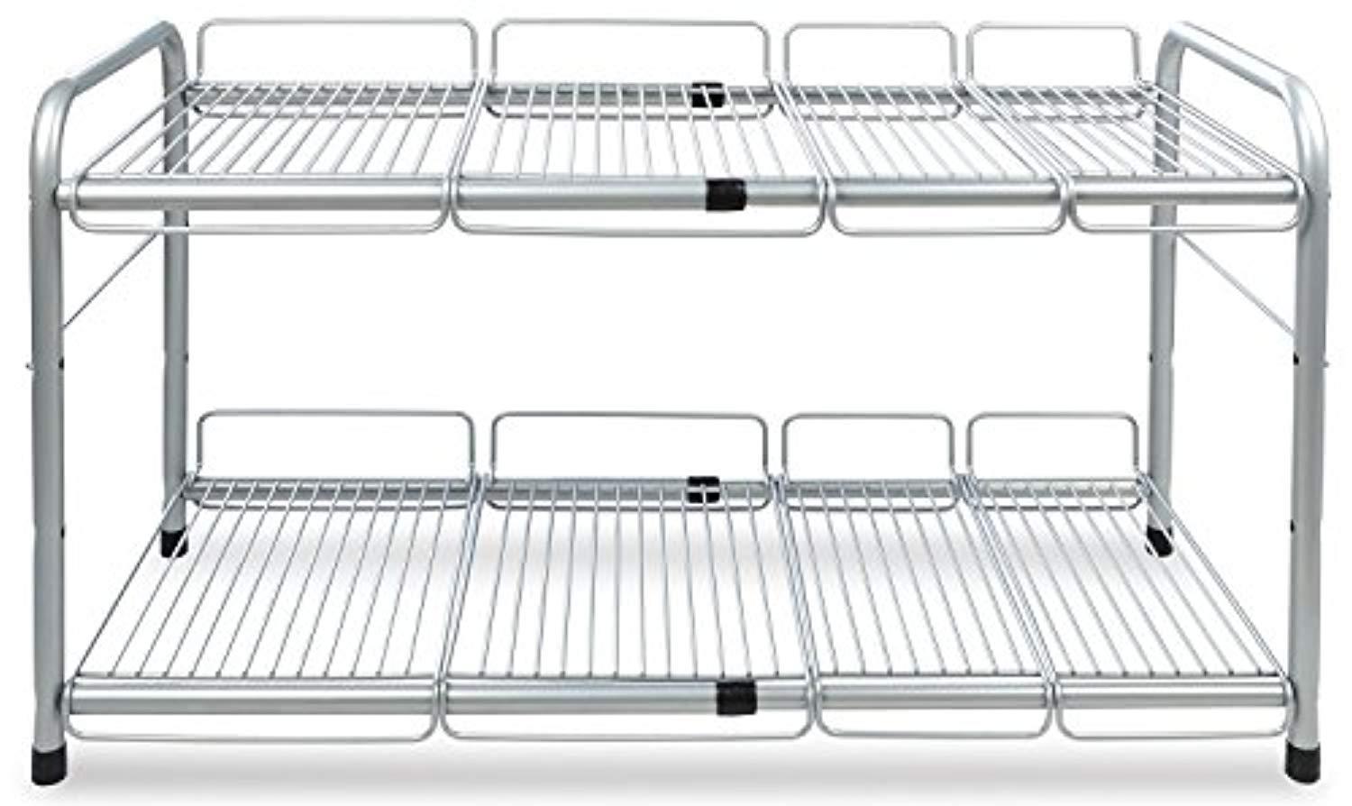 Surpahs 2 Tier Under Sink Expandable Shelf Organizer, Storage Rack (Silver)