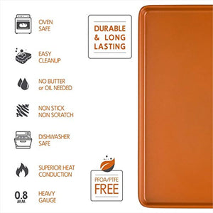 Ceramic Coated Cookie Sheet 17.3" x 11.6" - Premium Nonstick, Even Baking, Dishwasher and Oven Safe - PTFE/PFOA Free - Red Cookware and Bakeware by Bovado USA