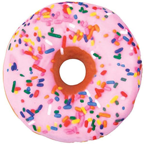 iscream Sugar-riffic Donut Shaped Bi-Color 16" Photoreal Print Microbead Pillow, Pink Front/Chocolate Back, 16"Wx16"H