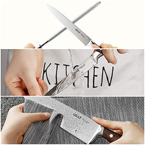 Knife Set,15-Piece Kitchen Knife Set with Block Wooden,Chef Knife Set with Sharpener,Germany High Carbon Stainless Steel Knife Block Set,Boxed Knife Sets,ROMEKER