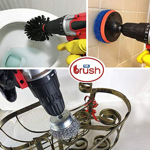 Dr Brush Drill Brush Attachment Cleaning Kit Set All Purpose Power Scrubber Wire Cup for Bathroom, Auto,Toilet, Kitchen, Grout, Deck, Carpet, Shower, Tub, Grill,Tile, Wheels Stiff Medium, (Pack of 6)