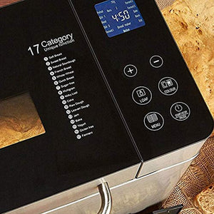 KBS Bread Machine, 19 Automatic Programs, Programmable Breadmaker Machine with 3 Crust Color, 15 Hours Delay Time and LCD Display-Stainless, 2LB