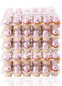 (6 Pack) Fill'nGo Carrier Holds 24 Standard Cupcakes - Ultra Sturdy Cupcake Boxes | Tall Dome Detachable Lid | Clear Plastic Disposable Containers | Storage Tray | Travel Holder | Also Regular Muffins