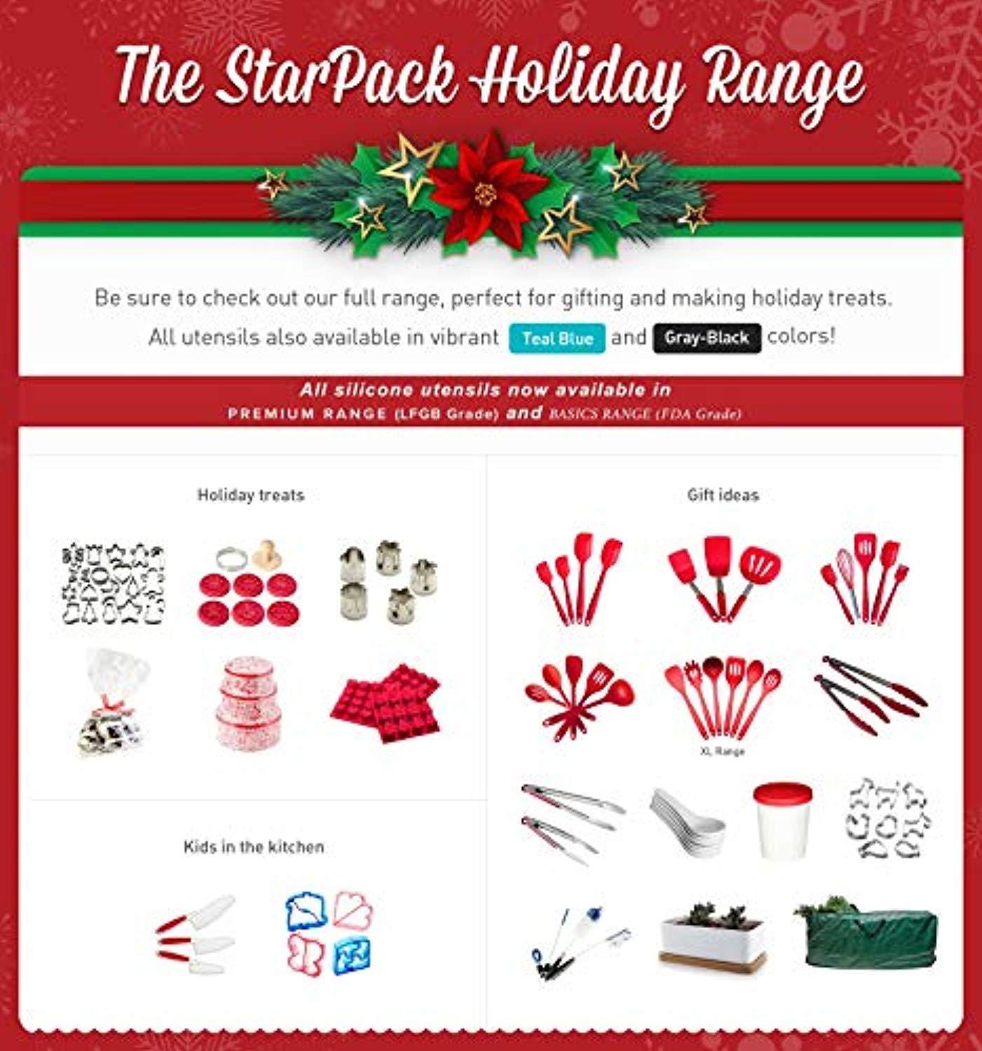 StarPack Christmas Cookie Cutters Set (18 Piece) – Favorite Holiday Shapes including Gingerbread Man, Star and Snowflake - Bonus 101 Cooking Tips