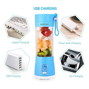 Portable Juicer Blender, Household Fruit Mixer - Six Blades in 3D, 380ml Fruit Mixing Machine with USB Charger Cable for Superb Mixing, USB Juicer Cup by Moer Sky (A)