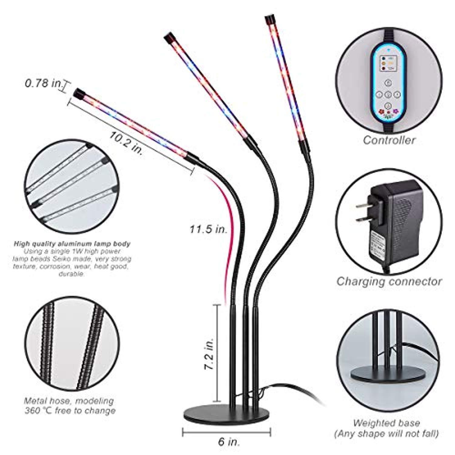 High Brightness 36w Grow Light,Auto ON & Off Every Day with Cycle Timer Desktop Plant Light,8 Dimmable Levels,4/8/12H Cycle Timing for Indoor Greenhouse Growing Lamps