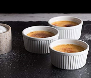 Accguan Set of 8 PCS 6 oz Round Porcelain Oven Safe Ramekin Dessert Souffle Baking Dish(3.5 INCHES) (White)