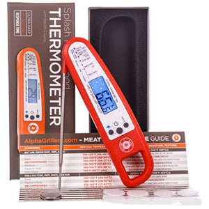 Instant Read Meat Thermometer For Cooking And Grill. UPGRADED WITH BACKLIGHT AND WATERPROOF BODY. Best Ultra Fast Digital Kitchen Probe. Includes Internal BBQ Meat Temperature Guide