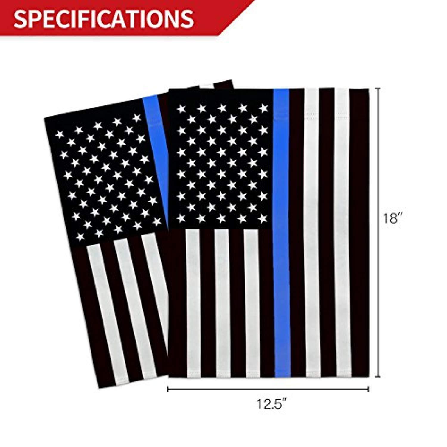 Anley [Double Sided Premium Garden Flag, Thin Blue Line USA Decorative Garden Flags - Weather Resistant & Double Stitched - 18 x 12.5 Inch