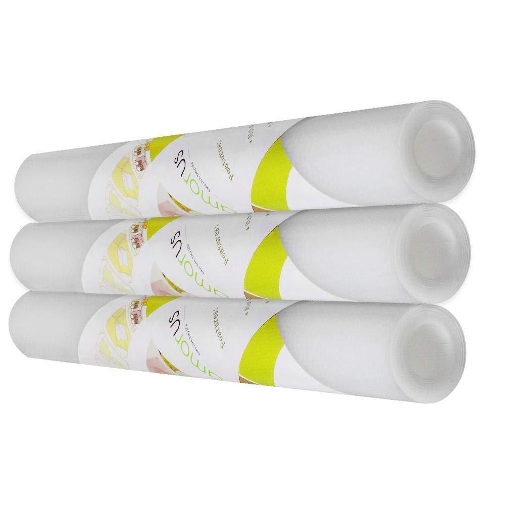 amorus 3 Rolls EVA Shelf Liners for Kitchen Cabinet Drawer Non-Adhesive Clear Refrigerator Liners for Shelves Washable Pad Mat, 17.7 x 59 inches - Transparent