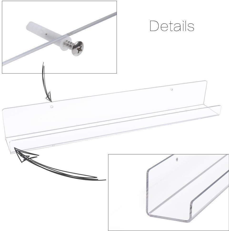 Display4top 6 Pack Of Clear Acrylic Nail Polish Rack, Kids Invisible Floating Bookshelf, Wall Mounted Display Organizer