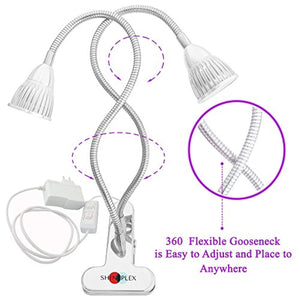 Grow Light for Indoor Plant - Grow Lamp Dual Head Growing Lights Adjustable Gooseneck Full Spectrum LED 10W hydroponic Bulb for House Plants, Seedling, Blooming Fruiting, Office [2018 Upgraded]