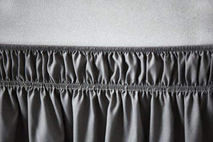 Cozylife Three Fabric Sides Wrap Around Elastic Solid Easy Off Dust Ruffled Bed Skirts 16 Inch Tailored Drop (Gray, Full/Queen)