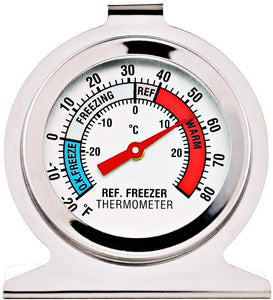 FOHO Durable Steel Refrigerator-Freezer Thermometer - Monitors The Internal Temperature of Your Refrigerator or Freezer, Hooks or Stands Alone