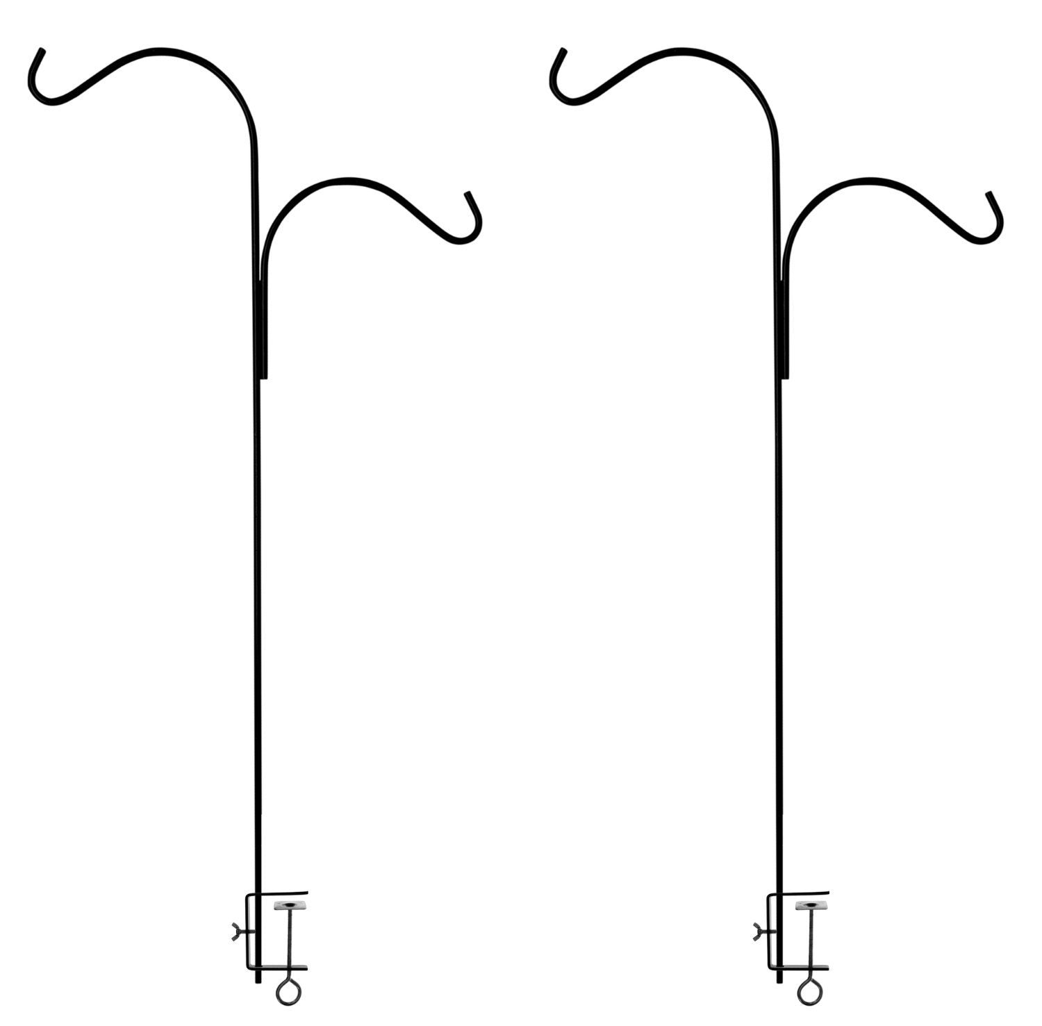 Ashman Double Span Black Deck Hook, Made of Premium Metal, Super Strong with 46-Inch Length and ideal for Bird Feeders, Plant Hangers, Coconut Shell Hanging Baskets, Lanterns and Wind Chimes and more!