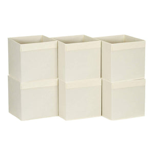 Household Essentials 84-1 Foldable Fabric Storage Bins | Set of 6 Cubby Cubes with Handles | Teafog, 6 lbs, Grey