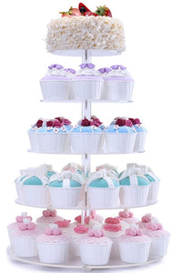BonNoces 5 Tiers Round Acrylic Pastry Wedding Cupcake Stands Tower Tree-Cupcake Carrier-Clear Tiered Cake Stand Tall Jumbo-Round Dessert Stands-Cupcake Display Stand