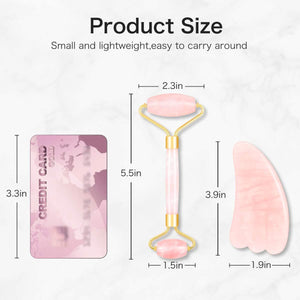 Jade Roller & Gua Sha Scraping Massage Tool - Face roller Massager Face Eye Beauty Tool - Skin roller rose quartz For Slimming - Facial Roller for Massage Your Skin