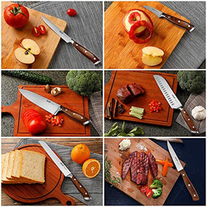 Knife Set,15-Piece Kitchen Knife Set with Block Wooden,Chef Knife Set with Sharpener,Germany High Carbon Stainless Steel Knife Block Set,Boxed Knife Sets,ROMEKER