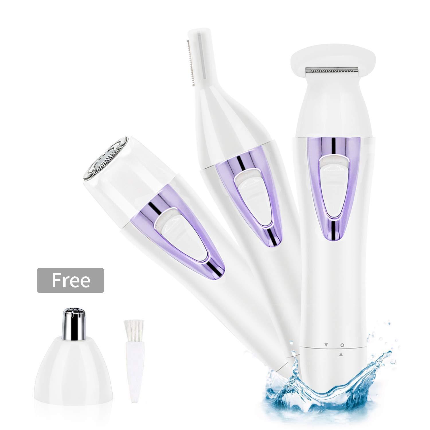 Bikini Trimmer, Facial Hair Removal for Women, Eyebrow Trimmer, 3 in 1 Painless Electric Razor Ladies Body Shaver Painless Multi Purpose Women Hair Remover for Face/Bikini Area/Eyebrow/Armpit/Leg