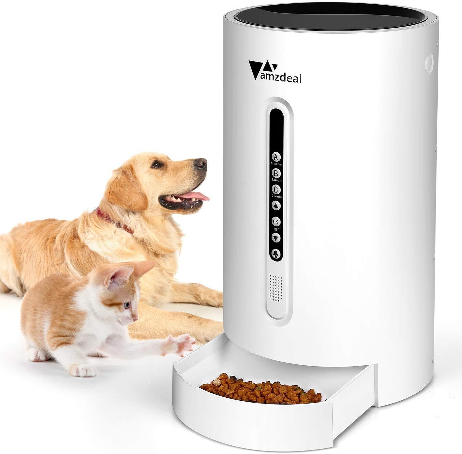 amzdeal Automatic Cat Feeder Dog Feeder Cat Food Dispenser with Progra ...