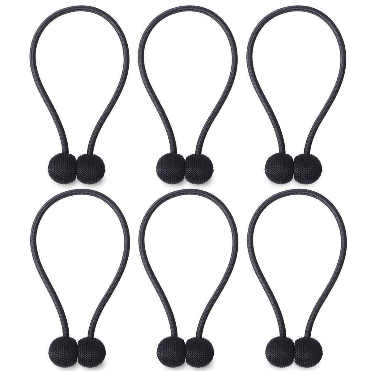 HUYIJJH Curtain Tiebacks Magnetic, Drape Holders Holdbacks Decorative Weave Rope Clips Window Sheer Blackout Panels Home Office, Beige (Pack of 6) by NZQXJXZ