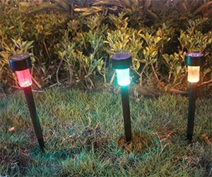 ME 12-Packs Color Changing LED Solar Garden Path Lights, Low Voltage Stainless Steel Outdoor For Pathway Driveway Patio Lawn Walkway Yard