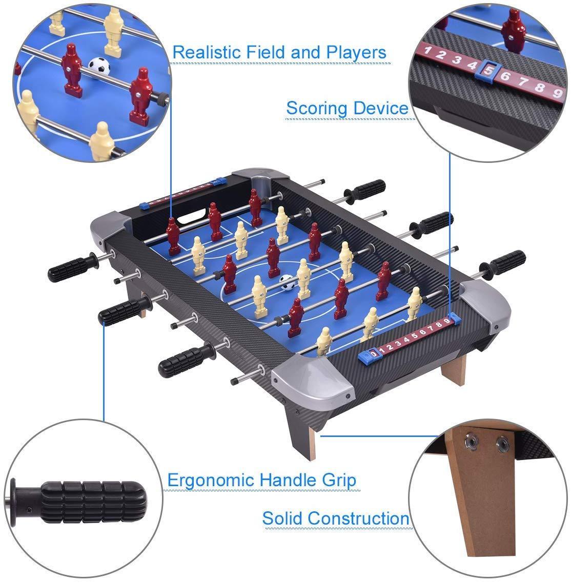 Giantex 28" Foosball Table Set Soccer Competition Tabletop for Game Room Leisure Sports 18 Players Durable Steel Rods Easy Assembly Foosball Tables with 2 Footballs