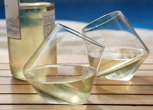 Hand Blown Stemless Wine Glasses, Set of 2 - Naturally Aerating, Elegant Wine Glassware for Cabernet, Pinot Noir, Merlot, and Blends - CulinexCo.com Spinning Wine Tumblers for Him and Her, 12 Oz. by Veracity & Verve