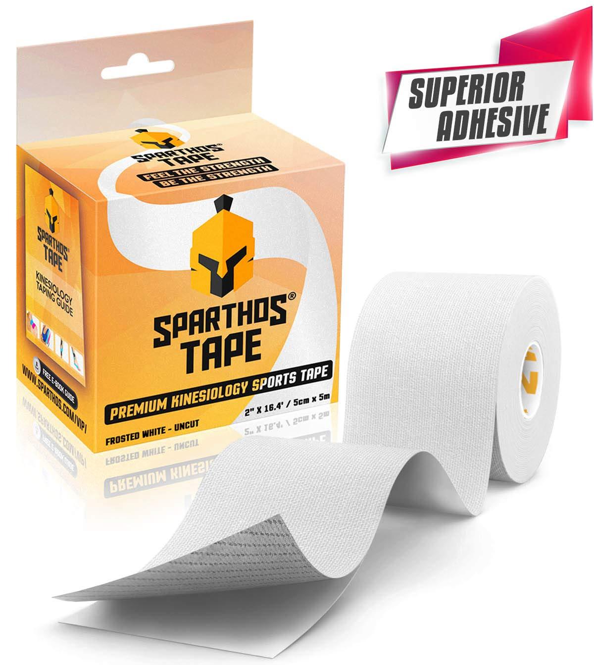 Sparthos Kinesiology Tape - Incredible Support for Athletic Sports and Recovery - Free Kinesiology Taping Guide! - Uncut 2 inch x 16.4 feet Roll