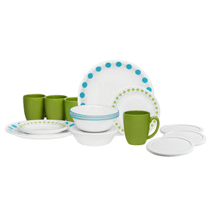 Corelle Winter Frost White Dinnerware Set  with lids (20-Piece, Service for 4)