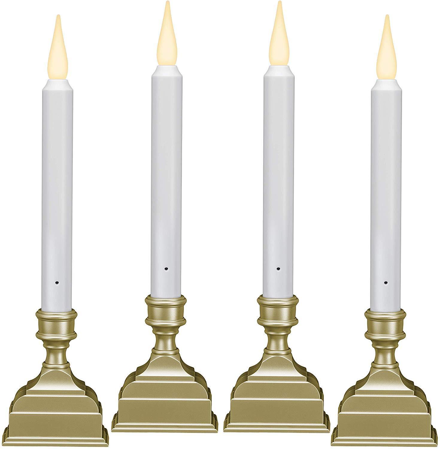 612 Vermont Battery Operated LED Window Candle with Sensor and 8 Hour Timer, Patented Dual LED Flicker Flame (Pewter)
