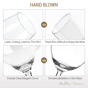 Hand Blown Crystal Champagne Flutes - Bella Vino Elegant Champagne Glasses Made from 100% Lead Free Premium Crystal Glass，Perfect for Any Occasion,Great Gift, 10", 7 Oz, Set of 2, Clear