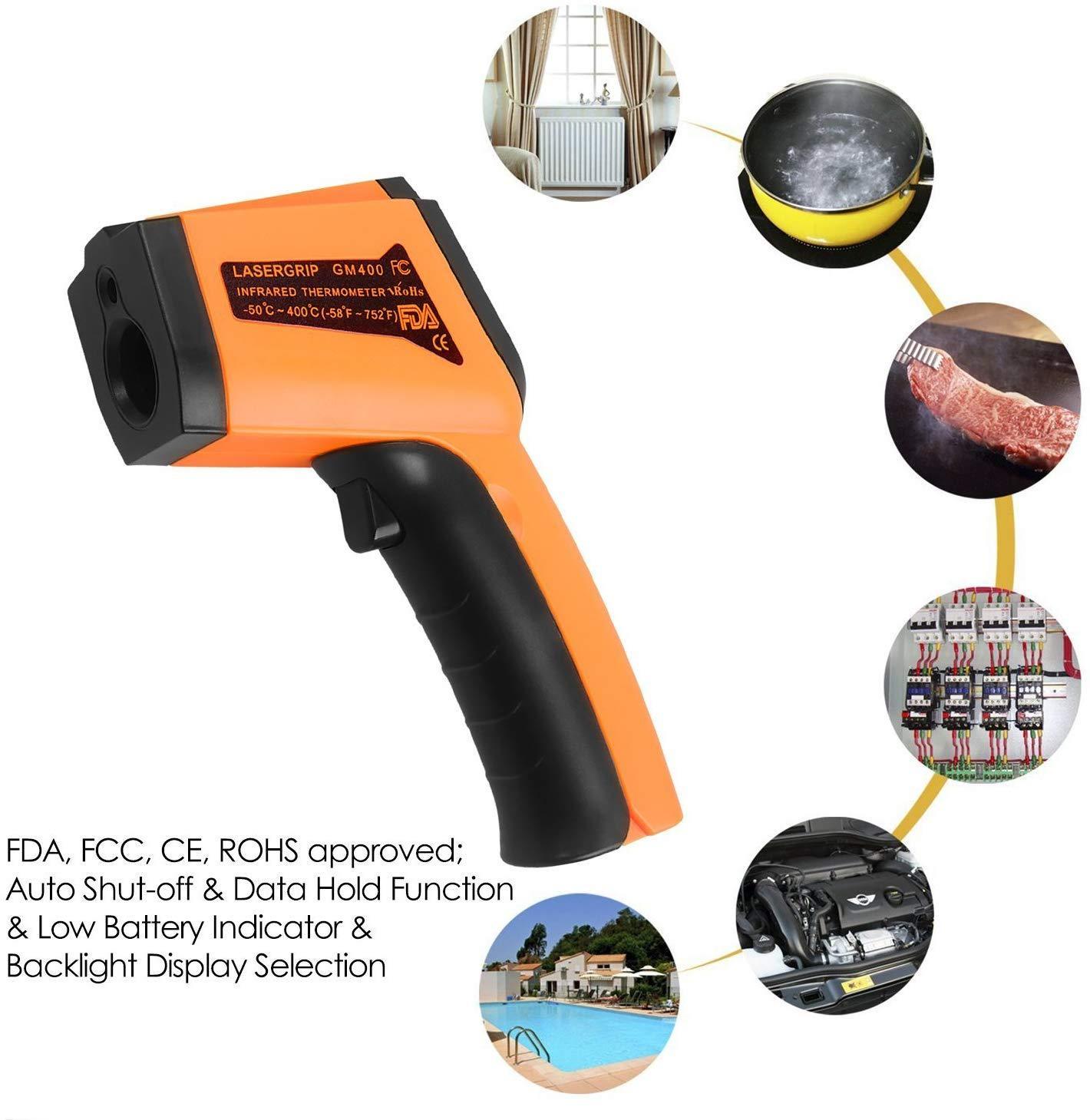 Kizen GM400 Infrared Thermometer Non-Contact Digital Laser Temperature Gun with LCD Display