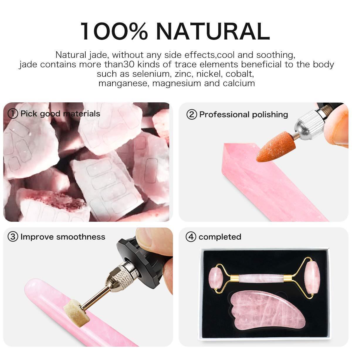 Jade Roller & Gua Sha Scraping Massage Tool - Face roller Massager Face Eye Beauty Tool - Skin roller rose quartz For Slimming - Facial Roller for Massage Your Skin