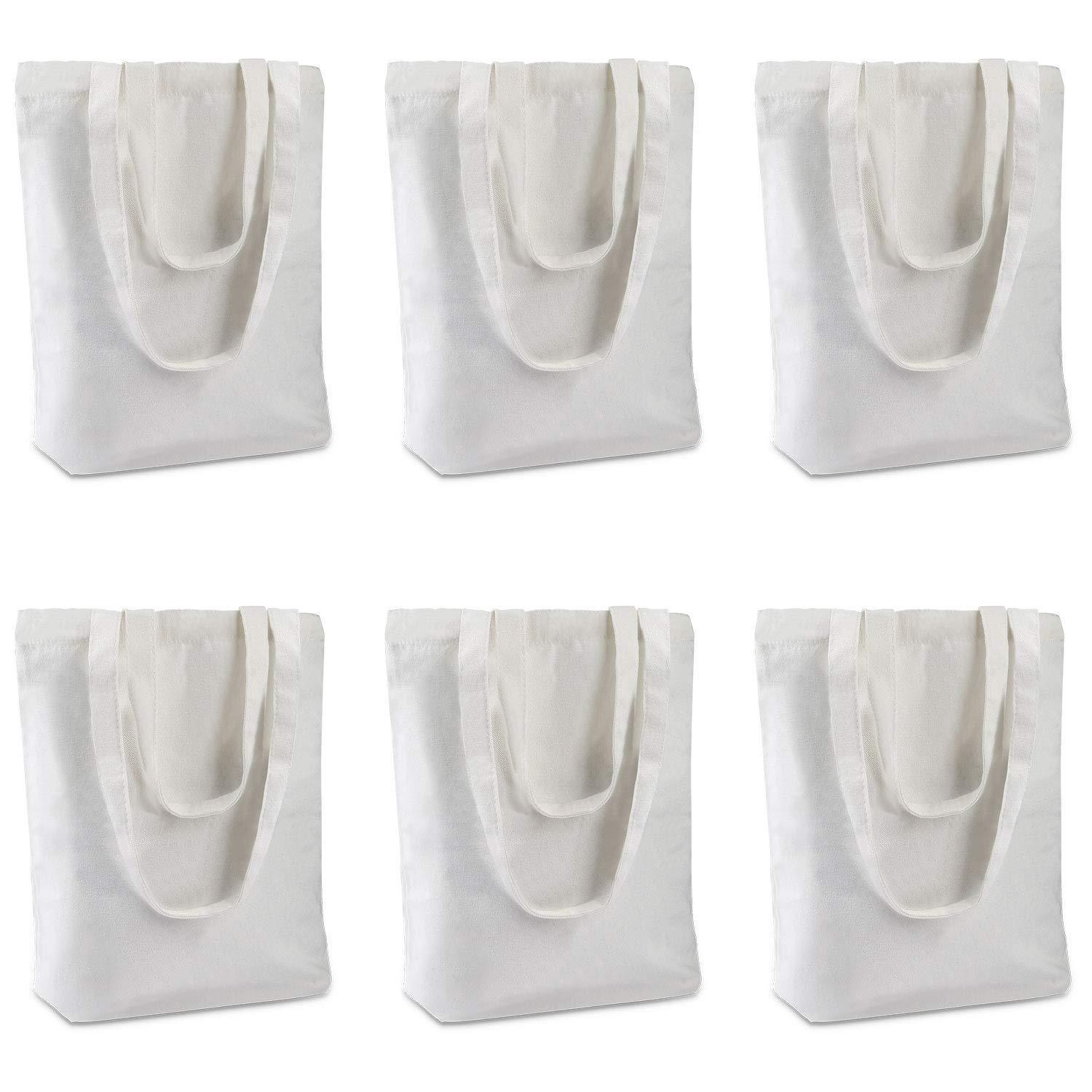 Insternet 6 pack canvas tote bag reusable canvas bag bulk for crafting, decorating, plain, grocery,shopping (white)