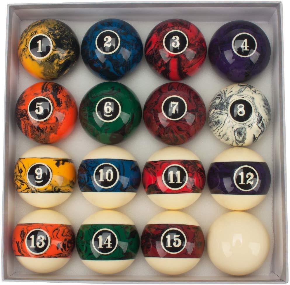 GSE Games & Sports Expert 2 1/4-Inch Professional Regulation Size Marble Swirl Style Billiards Pool Ball Complete Set